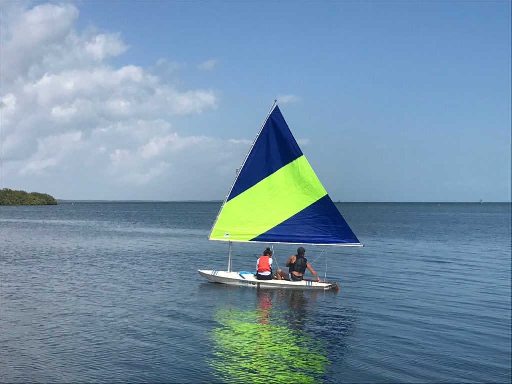 man and woman sailing in Biscayne Bay