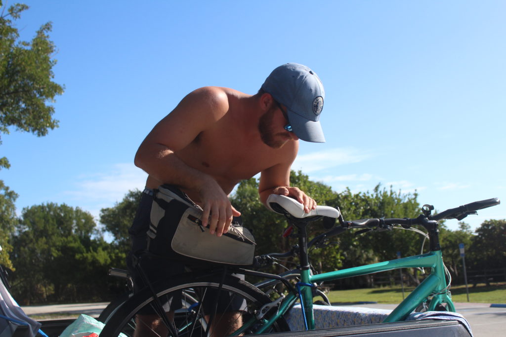 andrew working on a bike in florida