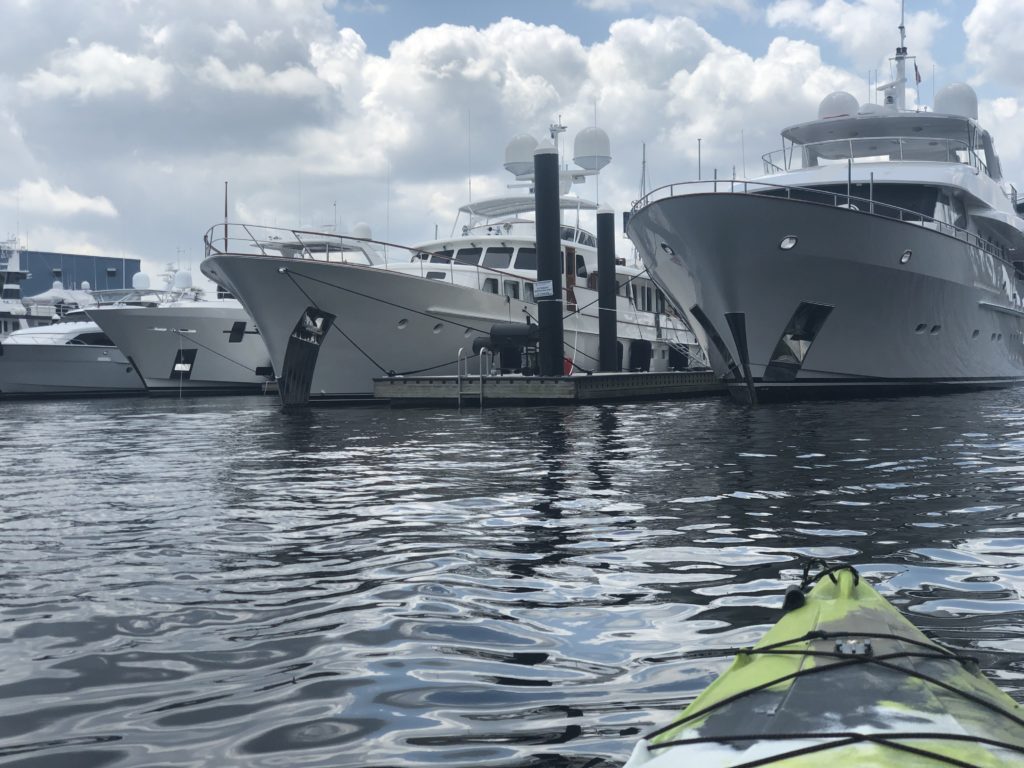 kayak and yachts on marina mile fort lauderdale