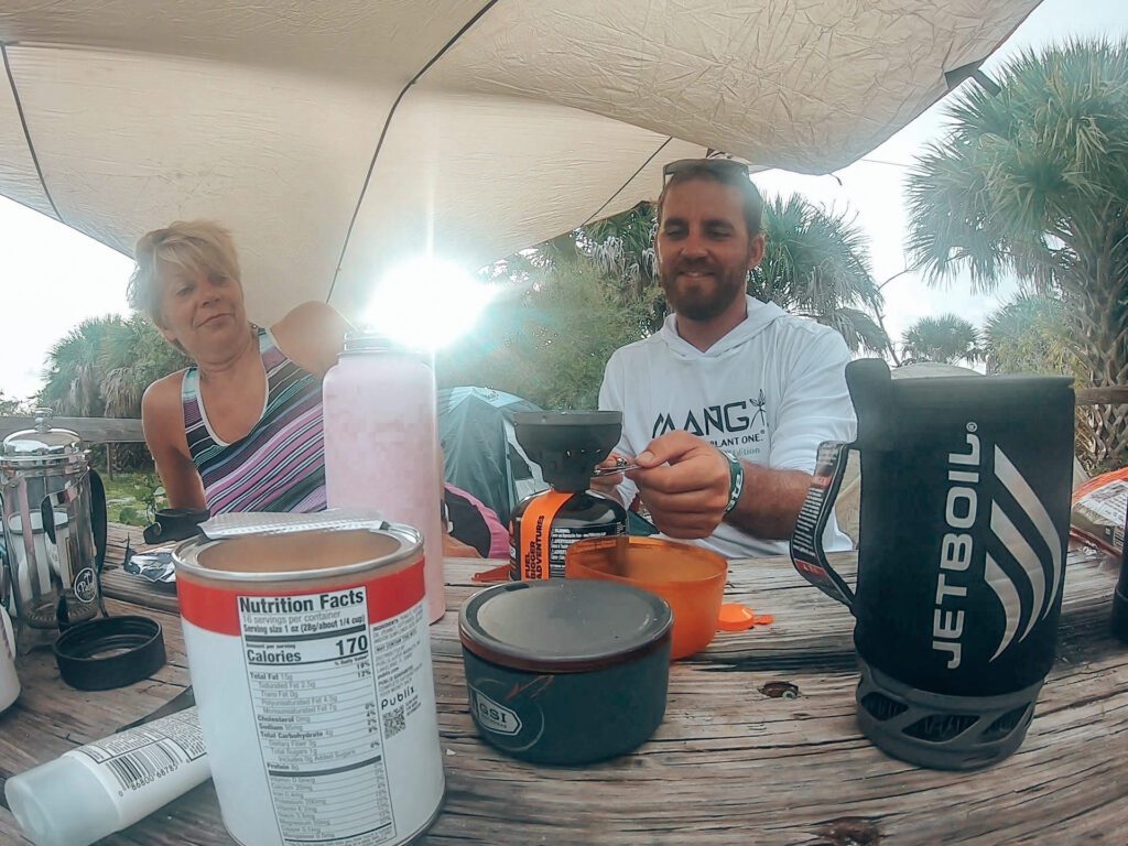 using a jetboil while beach camping