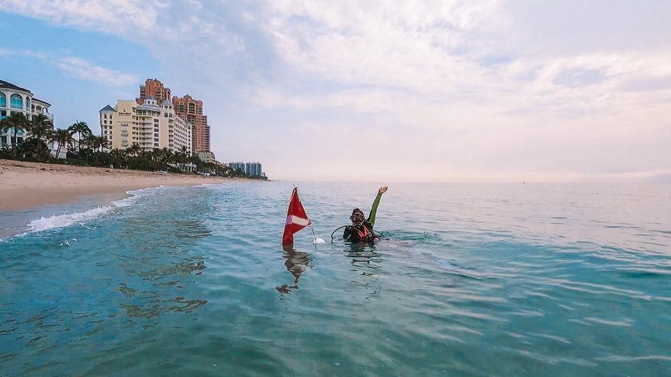 woman in water shore diving in Fort Lauderdale