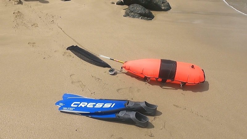 freediving gear on beach in st thomas
