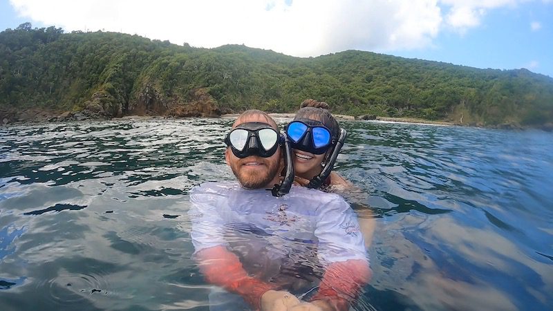 man and woman snorkeling in santa maria beach on st thomas usvi