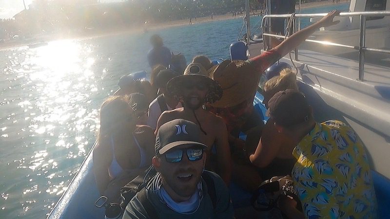 boarding a boat in punta cana DR