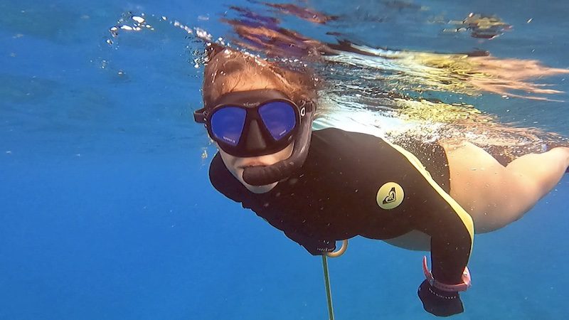woman snorkeling on the surface st thomas usvi