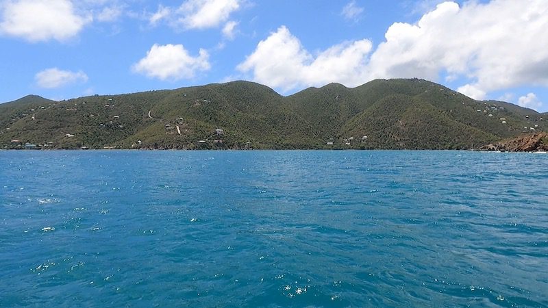 view of coral bay from the water in st john