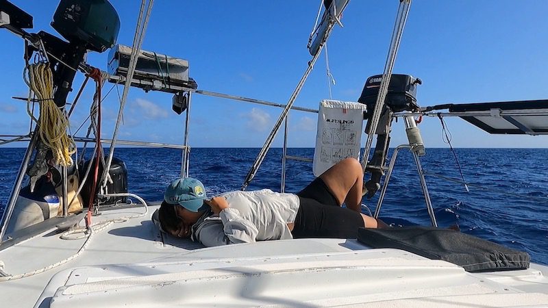 woman sleeping while sailing on st john usvi